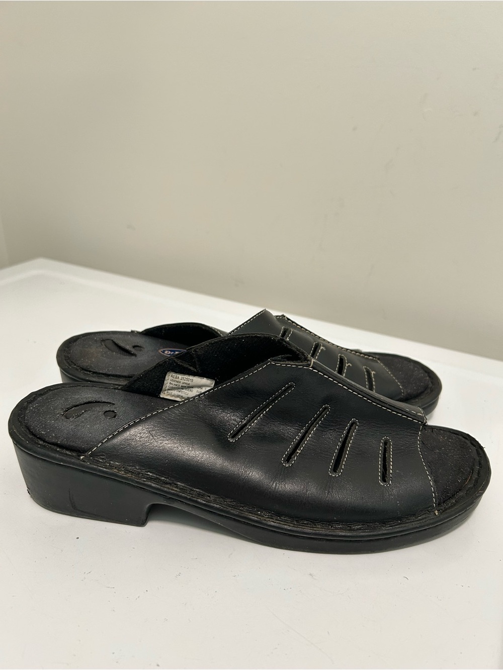 Dr Scholls Reba Leather Sandals Black Size 9
